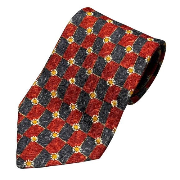 Ermenegildo Zegna Tie Floral Box 100% Silk Satin Made in Italy Red 3.5" - Picture 1 of 8
